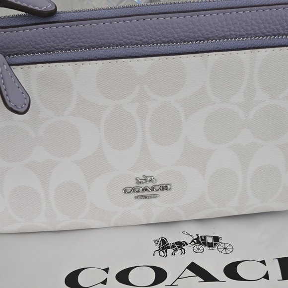 Coach White and Purple Clutch with Signature Monogram - Picture 14 of 16